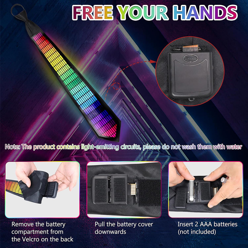 Sound Control Light Up Tie with Follow Music Flash for Birthday Anniversary Style 2