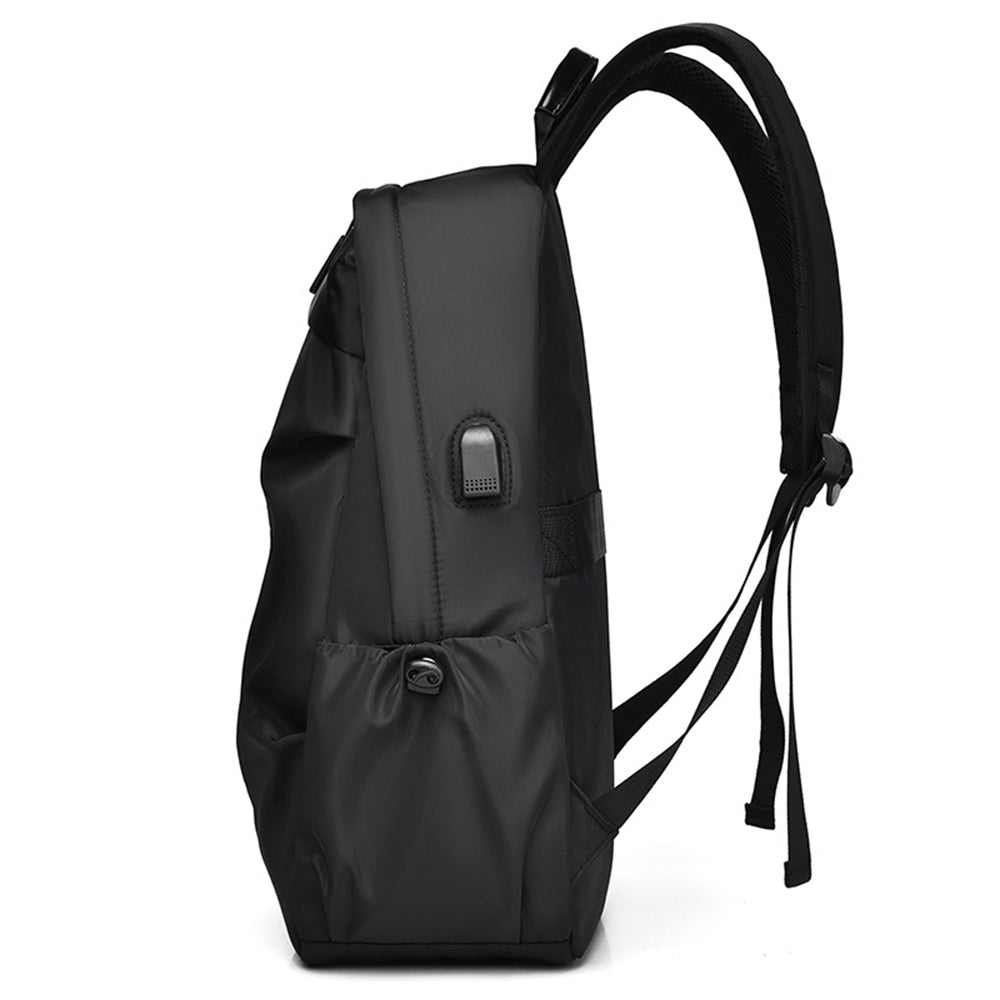 Anti-theft Unisex Laptop Oxford Backpack Travel School Bag with USB Charging Port Black