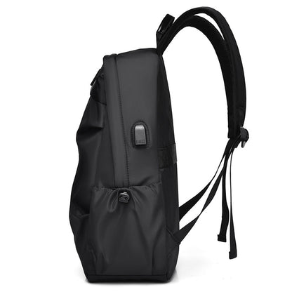 Anti-theft Unisex Laptop Oxford Backpack Travel School Bag with USB Charging Port Black
