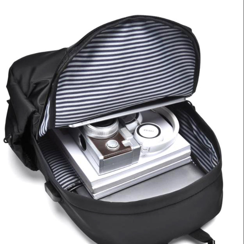 Anti-theft Unisex Laptop Oxford Backpack Travel School Bag with USB Charging Port Black