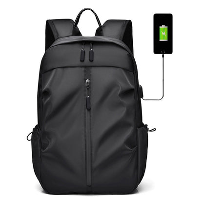 Anti-theft Unisex Laptop Oxford Backpack Travel School Bag with USB Charging Port Black