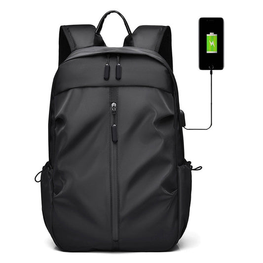 Anti-theft Unisex Laptop Oxford Backpack Travel School Bag with USB Charging Port Black