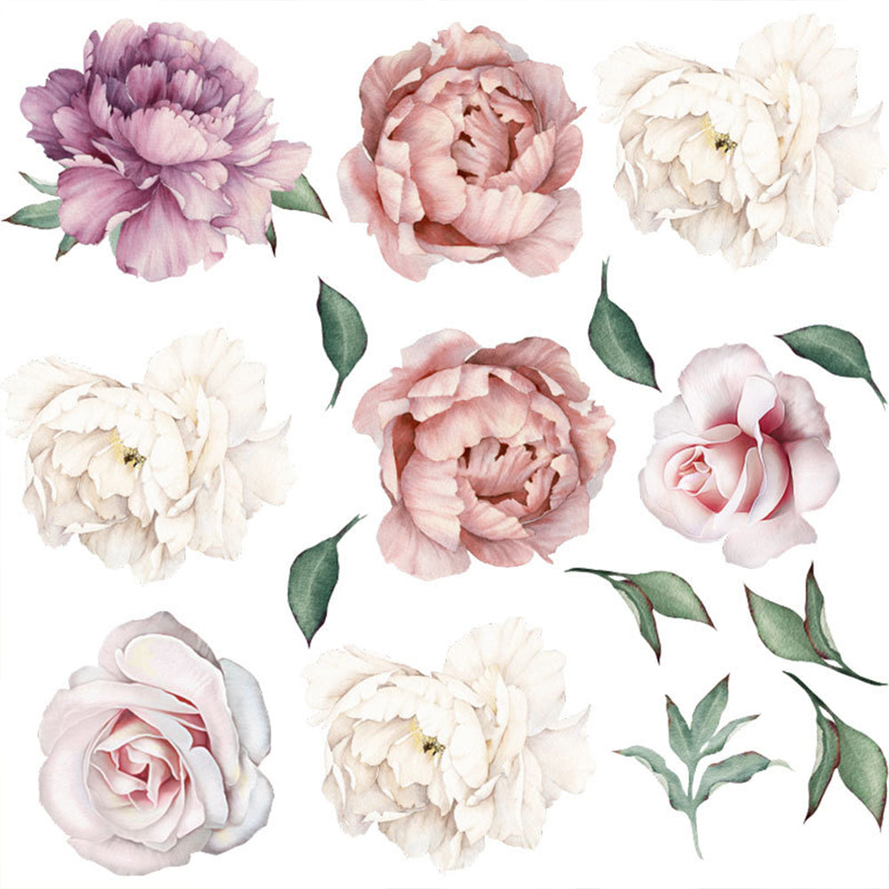 Peony Flower Wall Decals Set