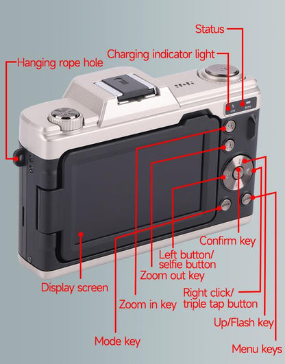 4K Ultra HD Digital Camera with 68MP with 180 Degree  Flip Screen Black