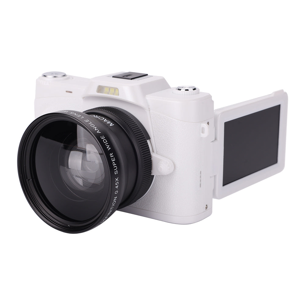 4K Ultra HD Digital Camera with 68MP with 180 Degree  Flip Screen White