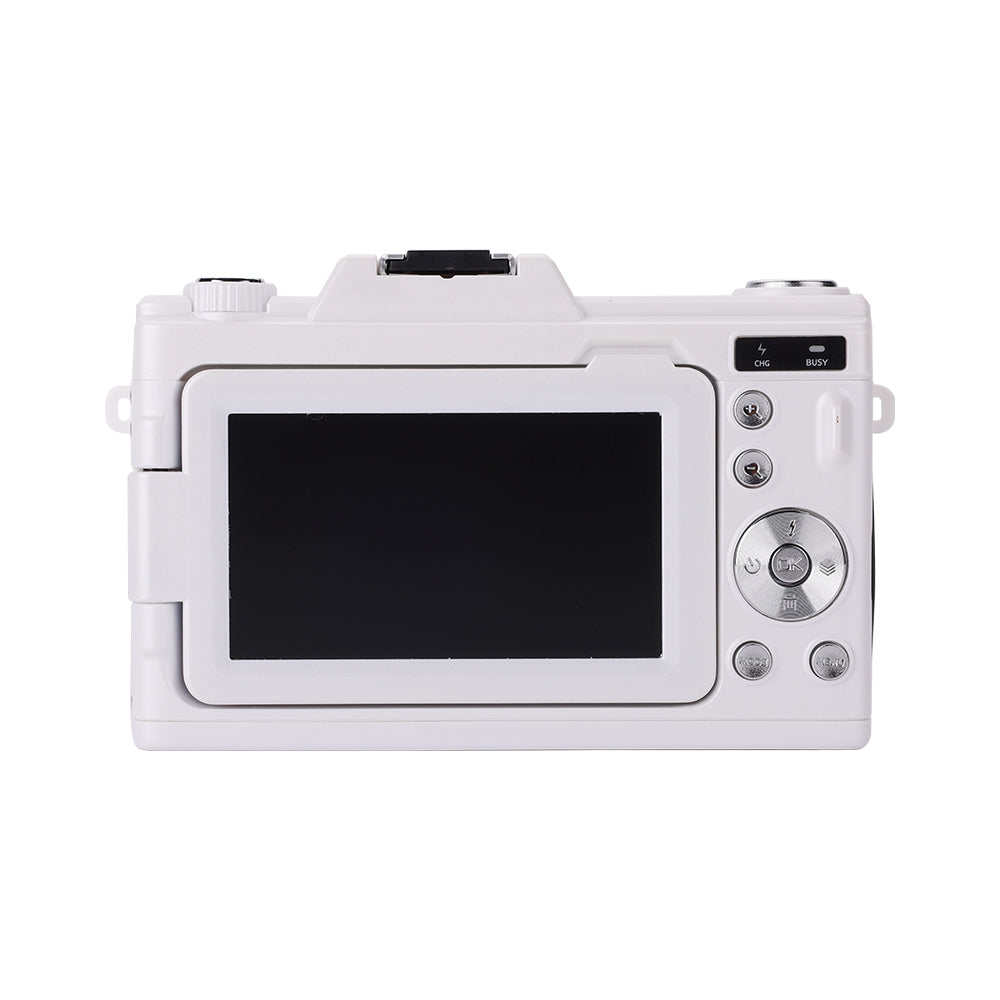 4K Ultra HD Digital Camera with 68MP with 180 Degree  Flip Screen White