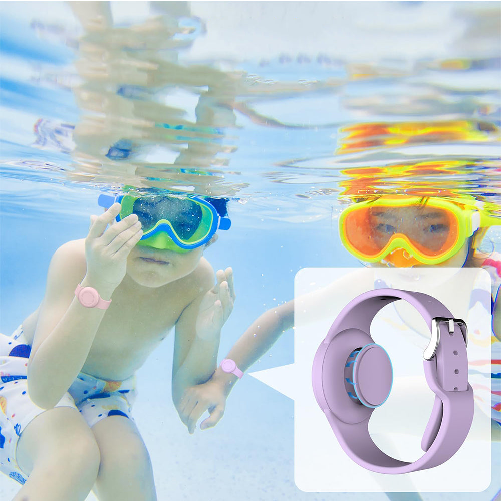 2Pcs Waterproof Air Tag Bracelets for Kids Anti Lost GPS Item Finders Case Cover Compatible with Apple Airtag-Purple and Pink