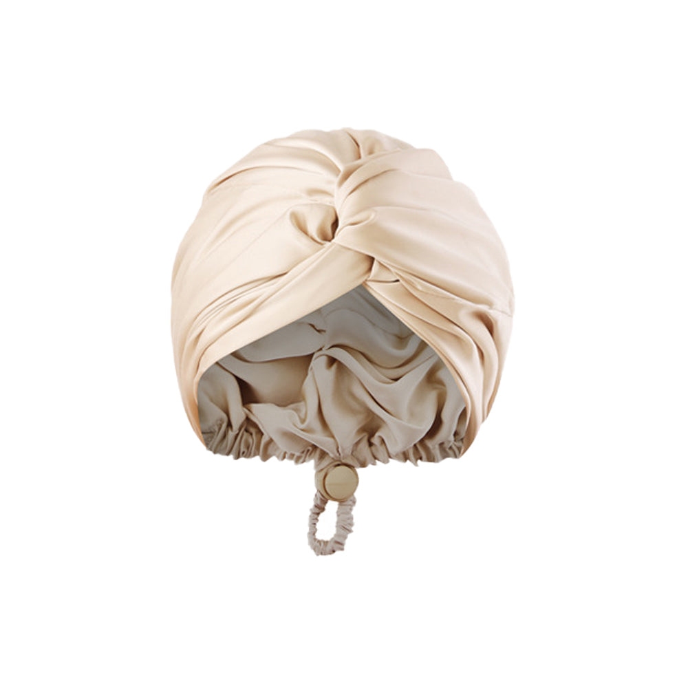 Adjustable Double Layer Sleeping Cap Satin Night Cap Hair Bonnet Champagne