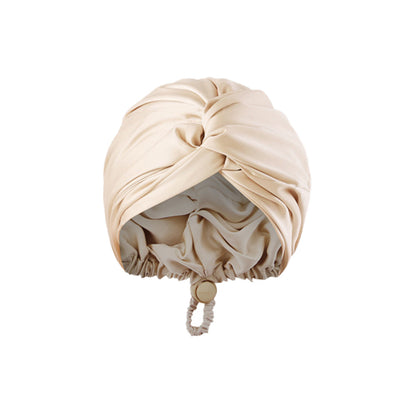 Adjustable Double Layer Sleeping Cap Satin Night Cap Hair Bonnet Champagne