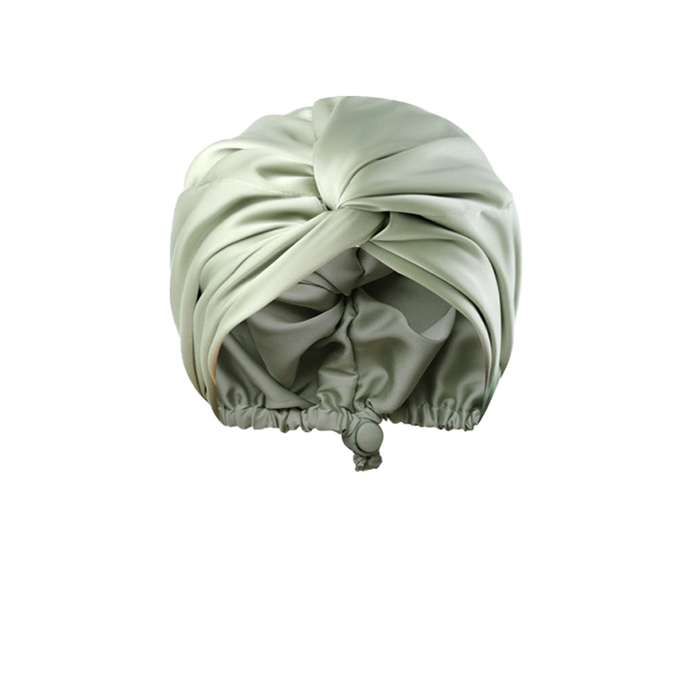 Adjustable Double Layer Sleeping Cap Satin Night Cap Hair Bonnet Green