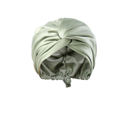 Adjustable Double Layer Sleeping Cap Satin Night Cap Hair Bonnet Green