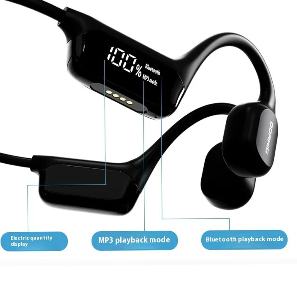 IPX8 Waterproof Bone Conduction Bluetooth Earphones with 32GB Memory Capacity Black