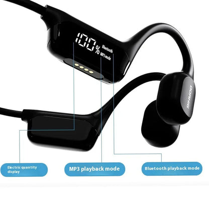 IPX8 Waterproof Bone Conduction Bluetooth Earphones with 32GB Memory Capacity Black