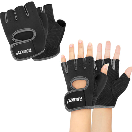 Pair of Sports Gloves Open Finger Gym Gloves for Cycling Weight Lifting Fitness Exercise Black