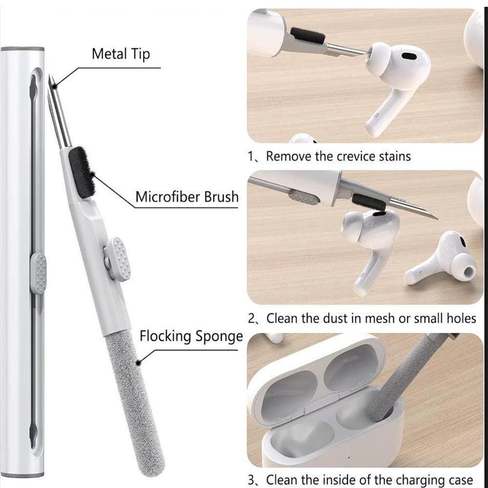 Compatible with Apple Airpods 4 Silicone Full Case Keychain and Cleaner Kit White