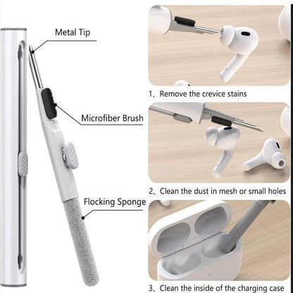Compatible with Apple Airpods 4 Silicone Full Case Keychain and Cleaner Kit White