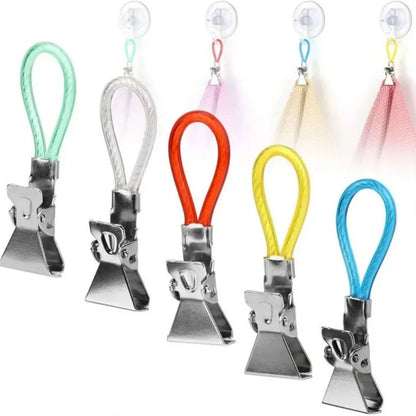 20Pcs Colorful Tea Towel Clips with Loops Clip-on Hanging Grip Rack Holder