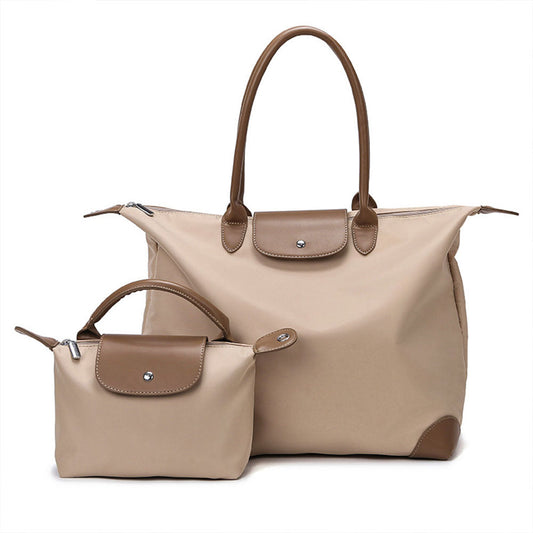 2Pcs Set Women's Tote Bags Travel Handbag Work Bags Khaki