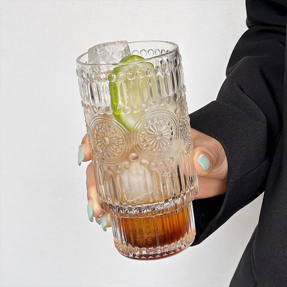 2Pcs Drinking Glasses with Straw and Lids Kitchen Water Glass Cup Bar Tumbler Glassware Set for Beer Juice Sunflower Style