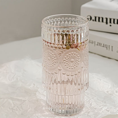 2Pcs Drinking Glasses with Straw and Lids Kitchen Water Glass Cup Bar Tumbler Glassware Set for Beer Juice Sunflower Style