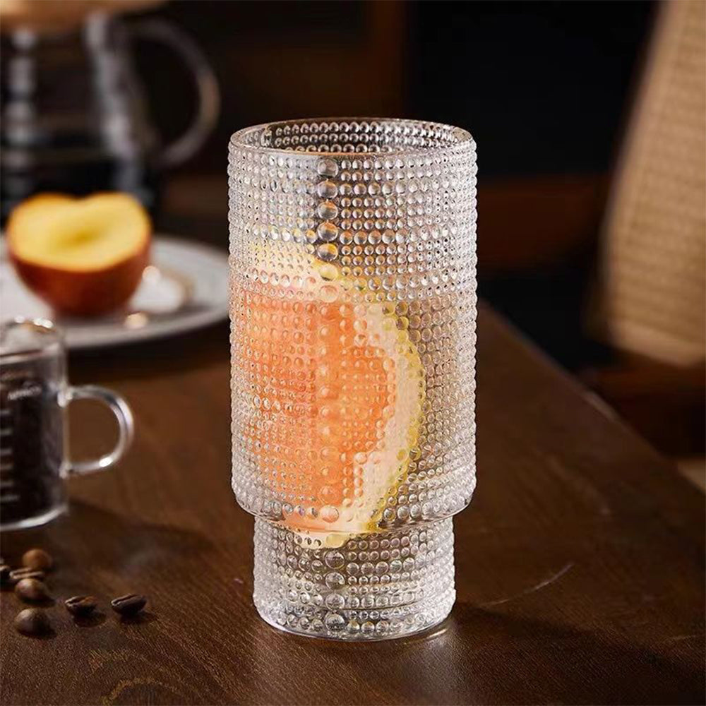 2Pcs Drinking Glasses with Straw and Lids Kitchen Water Glass Cup Bar Tumbler Glassware Set for Beer Juice Polka Dot Style