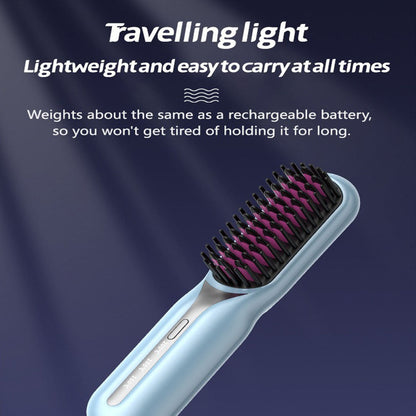 Cordles Hair Straightener Portable Hair Brush AntiScald Hair Styling Tool Blue