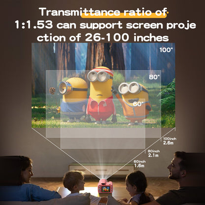1080P Video Recording Camera with Projector Digital Camera with Tripod and 64GB TF Card for Girls and Boys Pink
