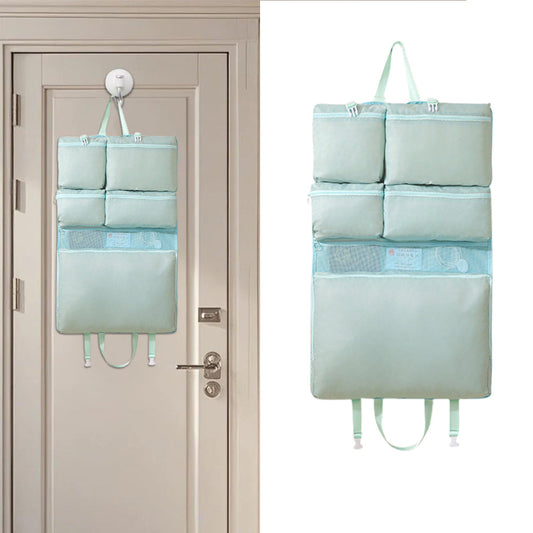 Multi-Compartments Hanging Storage Organizer Foldable Packing Cubes with Handle for Travel Blue