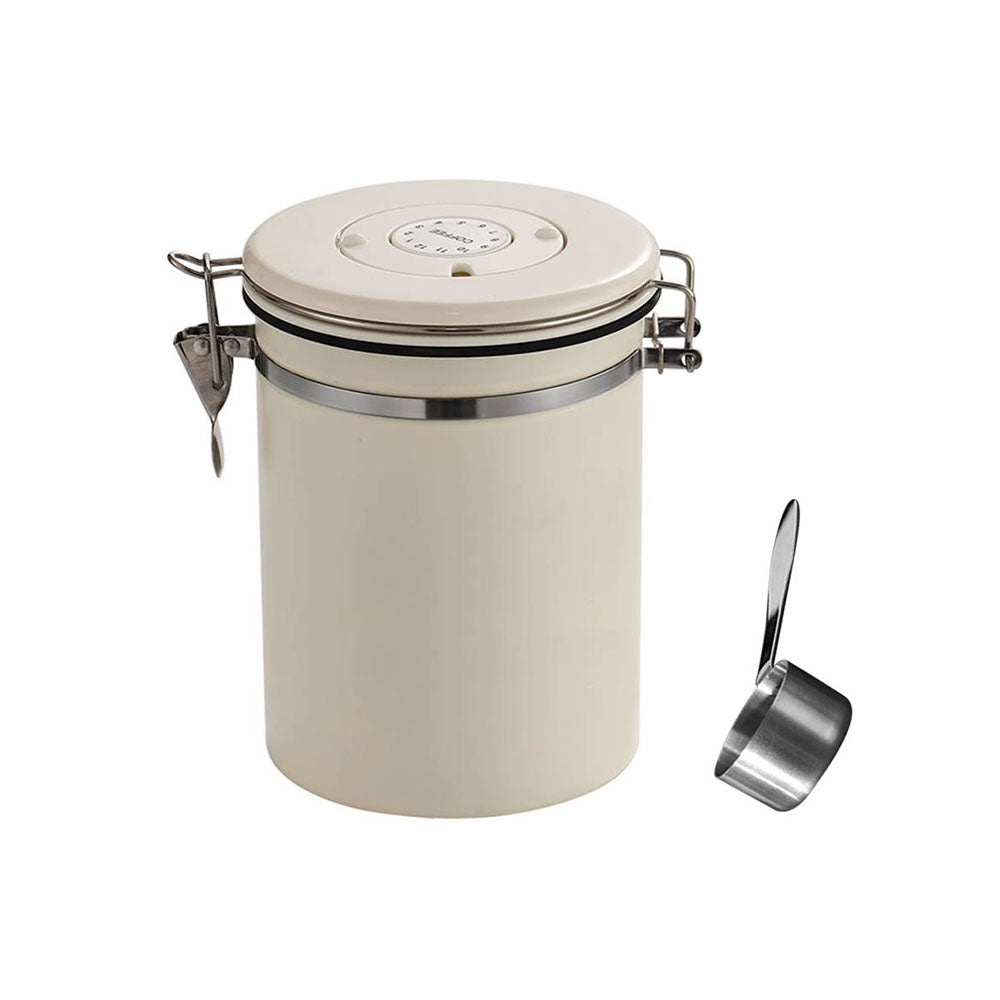 304 Stainless Steel Airtight Coffee Canister with Scoop-White
