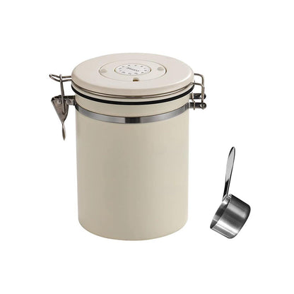 304 Stainless Steel Airtight Coffee Canister with Scoop-White