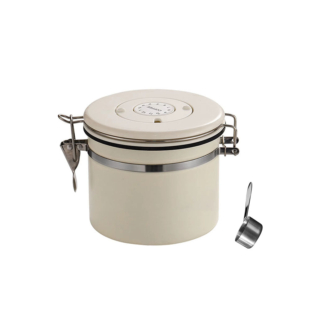304 Stainless Steel Airtight Coffee Canister with Scoop-White