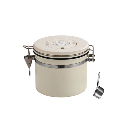 304 Stainless Steel Airtight Coffee Canister with Scoop-White