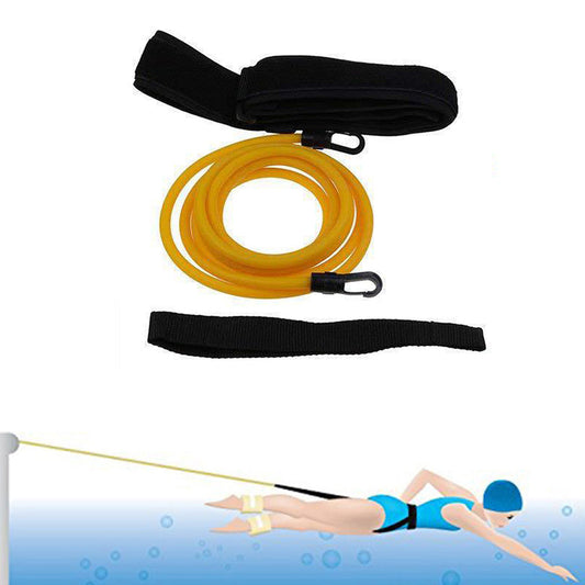 Elastic Swimming Training Band Set Adjustable Pool Swim Training Tether Swim Resistance Band Training Belt Yellow