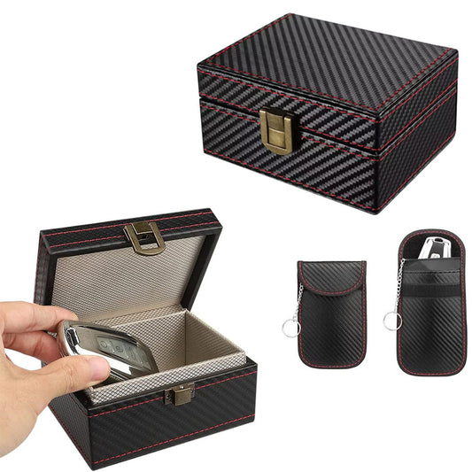 RFID Blocking Box and 2Pcs Car Key Bags Set Anti Theft RFID Security Kit