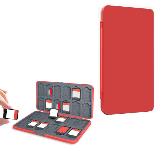 24-in-1 Game Card Storage Case Snap-Closure Protection Box for Nintendo Switch Lite / OLED Red