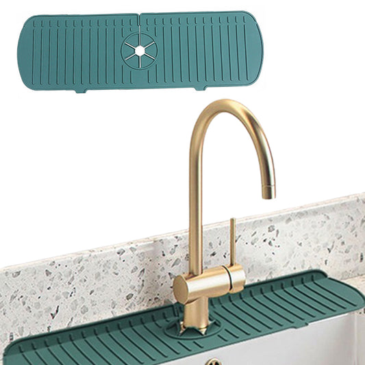 Kitchen Faucet Mat for Sink Silicone Splash Guard with Fast Drying Properties for Stone Sinks Green