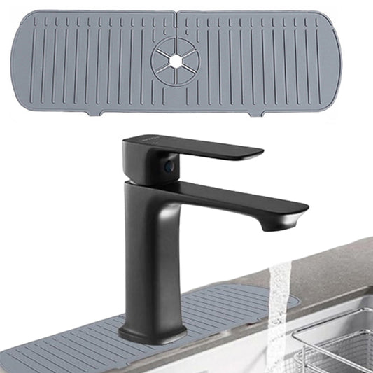 Kitchen Faucet Mat for Sink Silicone Splash Guard with Fast Drying Properties for Stone Sinks Gray