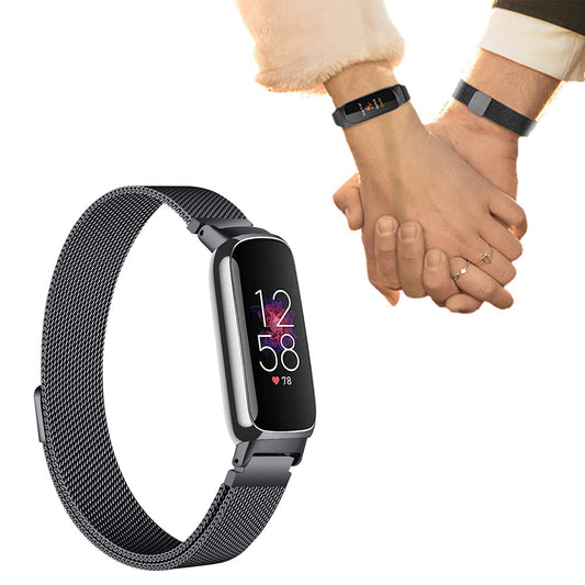 19.5cm Replacement Watch Band Adjustable Stainless Steel Watch Strap Compatible with Fitbit Inspire 3 Watch Black