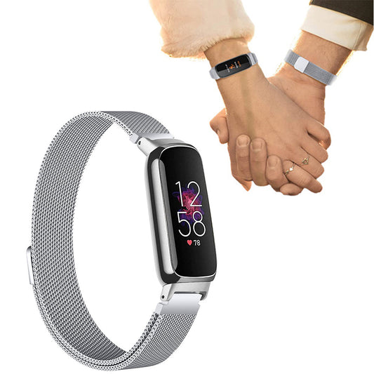 19.5cm Replacement Watch Band Adjustable Stainless Steel Watch Strap Compatible with Fitbit Inspire 3 Watch Silver