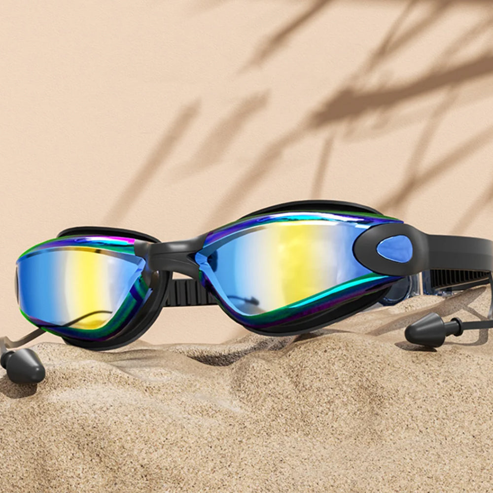 3-Piece Anti-Fog UV Swim Goggles Set with Case for Adults & Youth Black
