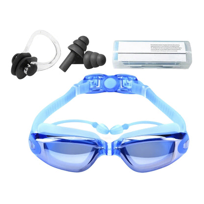 3-Piece Anti-Fog UV Swim Goggles Set with Case for Adults & Youth Blue