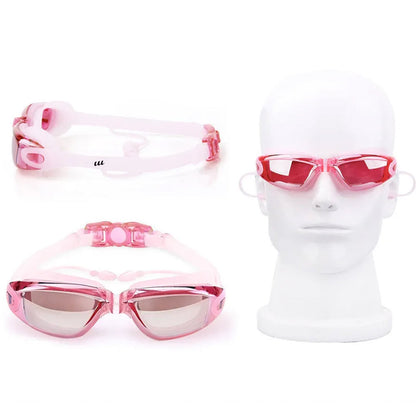 3-Piece Anti-Fog UV Swim Goggles Set with Case for Adults & Youth Pink