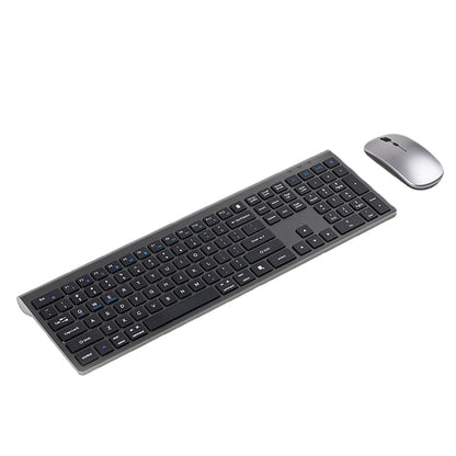 Rechargeable Wireless Keyboard and Mouse Set with 3-Mode Connection Grey Black