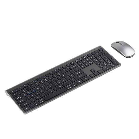 Rechargeable Wireless Keyboard and Mouse Set with 3-Mode Connection Grey Black