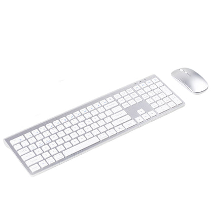 Rechargeable Wireless Keyboard and Mouse Set with 3-Mode Connection Grey Silver