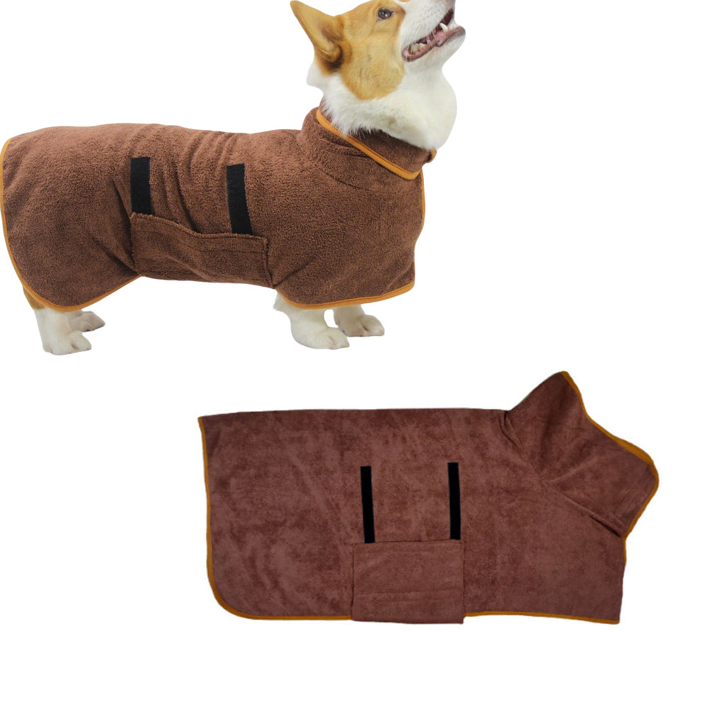 Absorbent Pet Dog Bathrobe Towel -Coffee