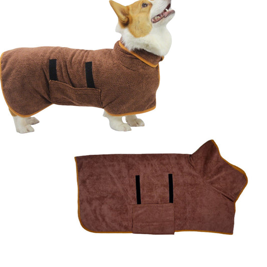 Absorbent Pet Bathrobe Towel Quick Drying & Soft Pet Robe Brown