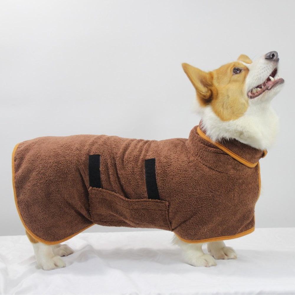 Absorbent Pet Dog Bathrobe Towel -Coffee