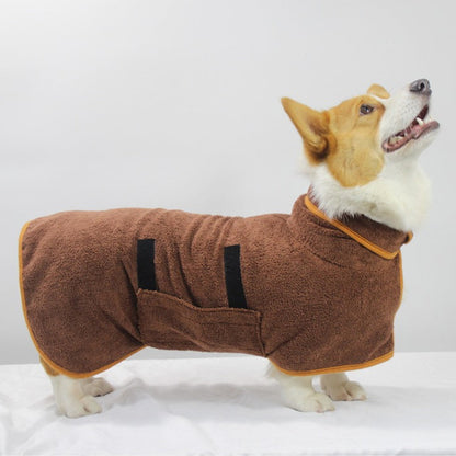 Absorbent Pet Bathrobe Towel Quick Drying & Soft Pet Robe Brown