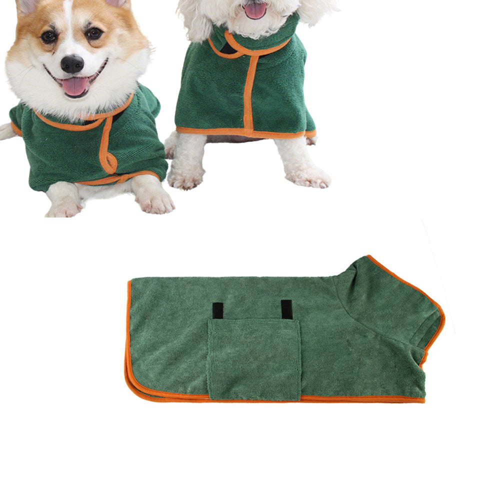 Absorbent Pet Dog Bathrobe Towel -Green